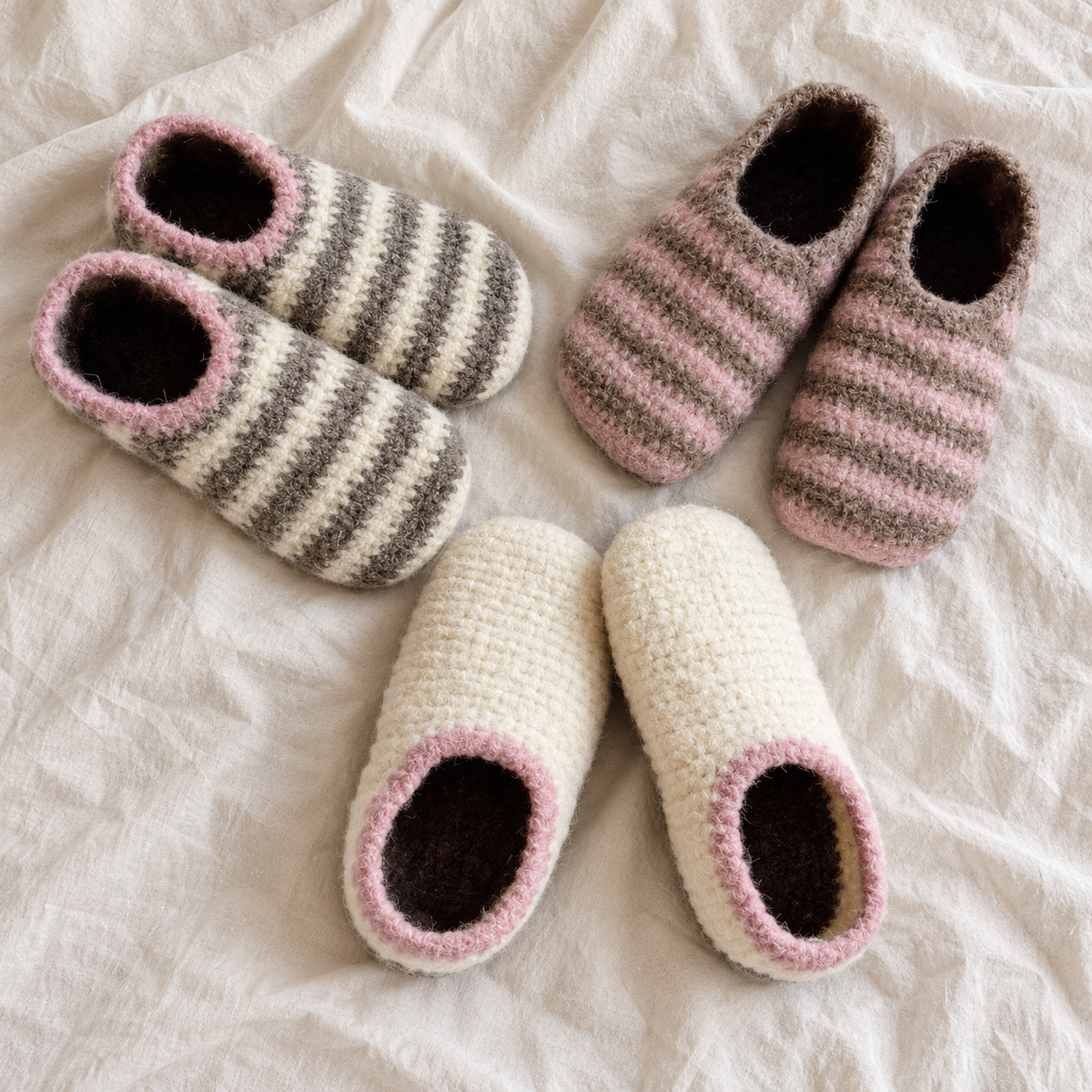 Felted Wool Slippers Crochet Pattern PDF – Custom Size House Shoes