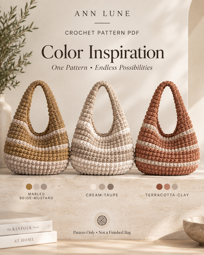 Bobble Hobo Bag Crochet Pattern PDF – Textured Crescent Shoulder Bag, Modern Crochet Purse Pattern, Instant Download