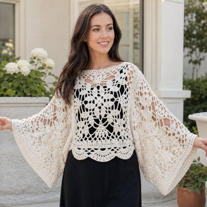Laurel Top Crochet Pattern PDF + Video Tutorial, 6-Square Motif Crochet Sweater, Oversized Openwork Top Pattern