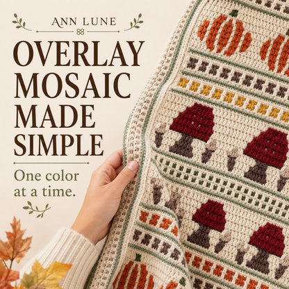 Fall Mosaic Crochet Blanket Pattern PDF, Pumpkin Mushroom Acorn Autumn Blanket, Overlay Mosaic Crochet Pattern