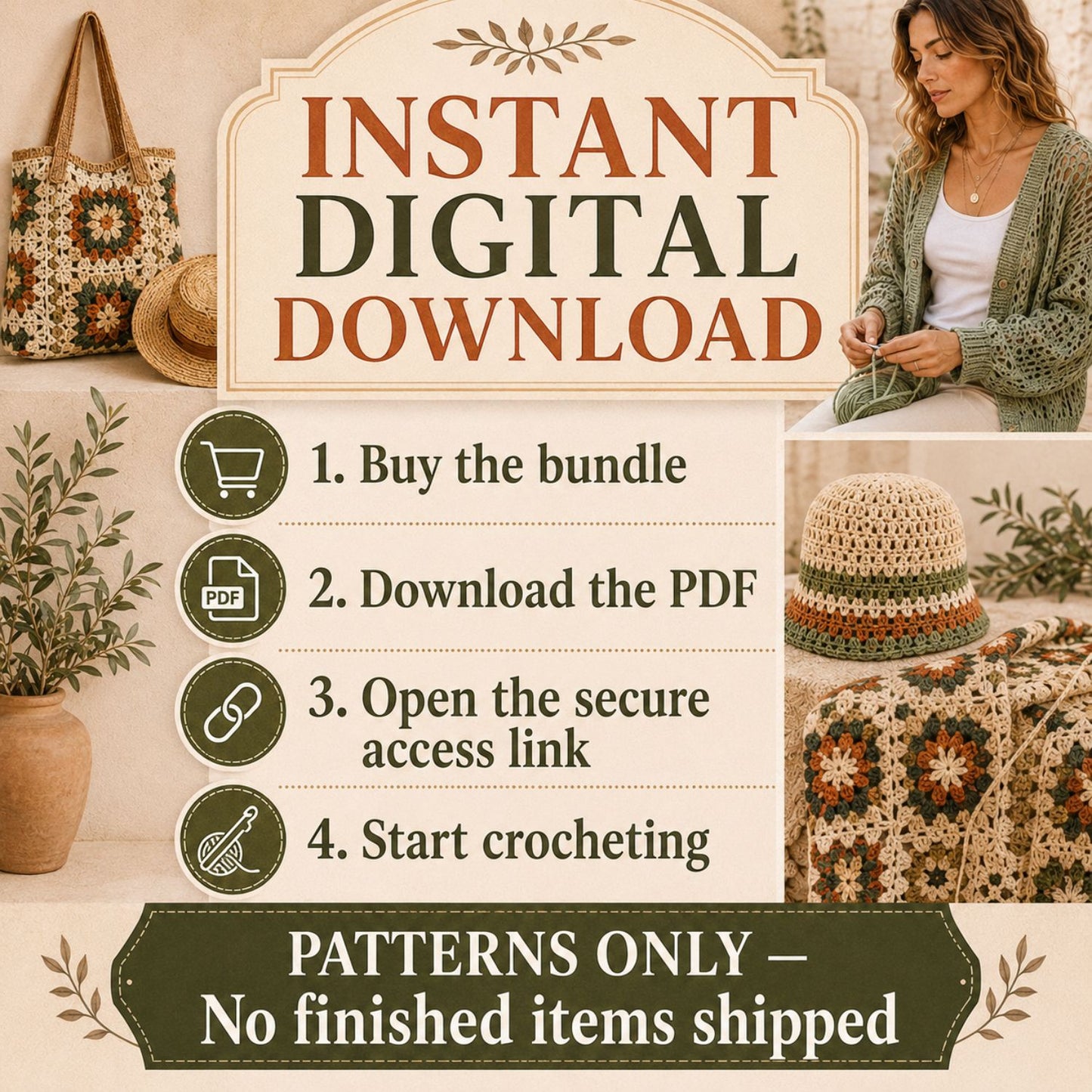 500+ Women’s Crochet Pattern Bundle PDF – Cardigans, Sweaters, Tops, Dresses & Accessories