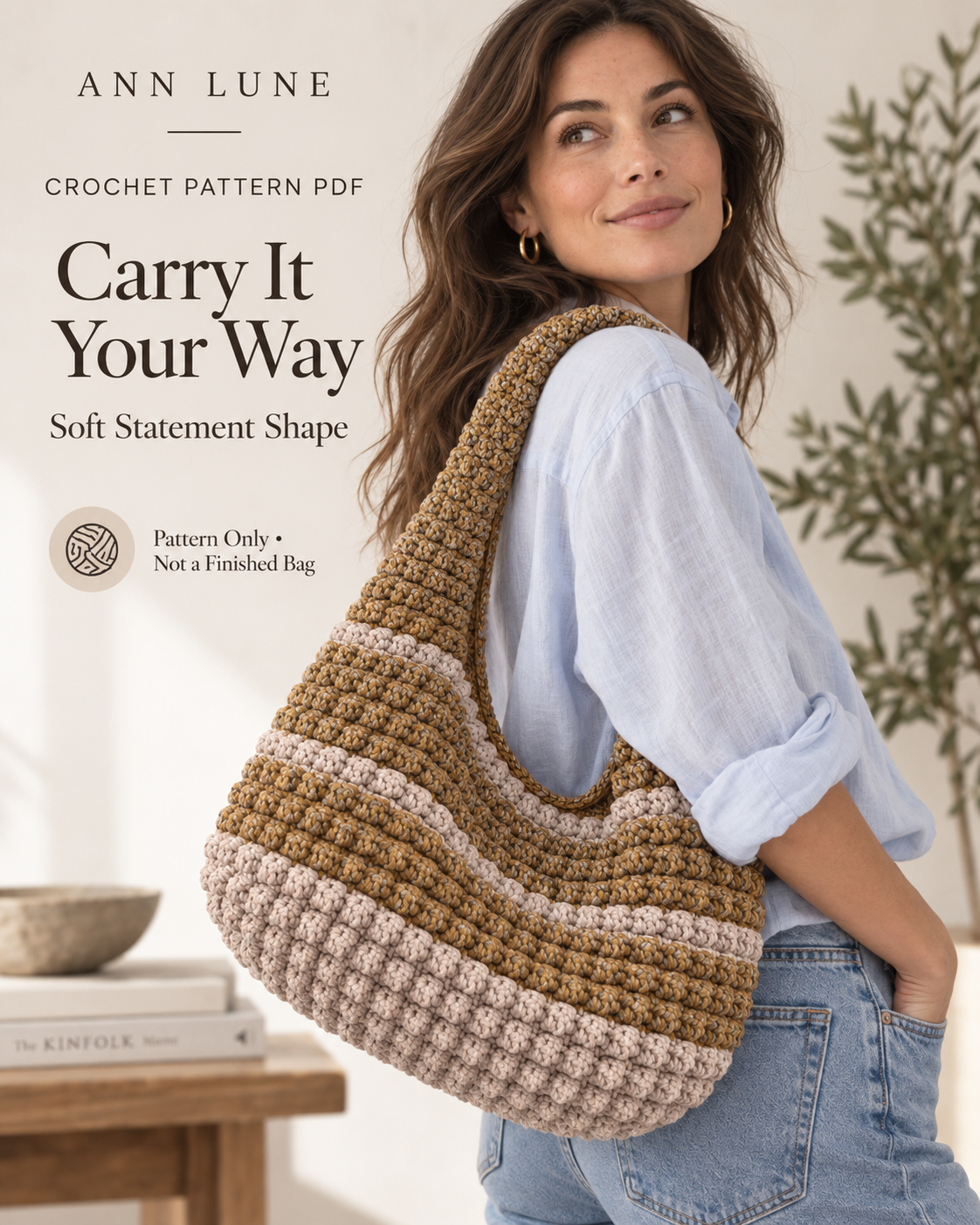 Bobble Hobo Bag Crochet Pattern PDF – Textured Crescent Shoulder Bag, Modern Crochet Purse Pattern, Instant Download