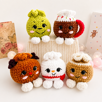 Christmas Dimple Add Ons , Crochet Pattern , Christmas Dimple Modifications , Digital PDF , Festive Amigurumi , Kawaii Plush