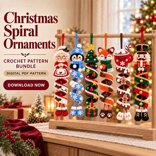 Crochet Christmas Spiral Hanging Ornaments PDF – Santa & Snowman Patterns