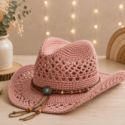 Crochet Cowboy Hat Pattern PDF, Mesh Western Summer Hat Tutorial, Boho Cowgirl Festival Hat, Digital Download