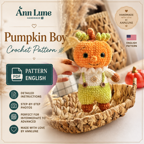 Crochet pattern pumpkin, a plush man pumpkin, cute Halloween decor in PDF In English, pumpkin crochet