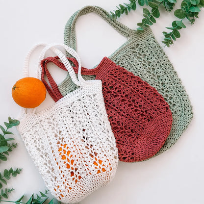 Willow Mesh Crochet Market Bag Pattern PDF | Easy Reusable Tote Bag | Beginner-Friendly Grocery & Beach Bag | 3 Sizes | Instant Digital Download