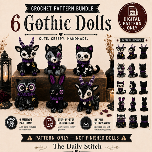 Gothic Crochet Amigurumi Pattern Set | Halloween Crochet Plushies Pattern | Amigurumi Dolls Pattern (PDF Download)