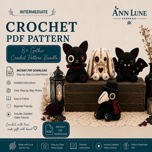 8+ Gothic Amigurumi Crochet Patterns – Creepy Cute Doll Bundle PDF