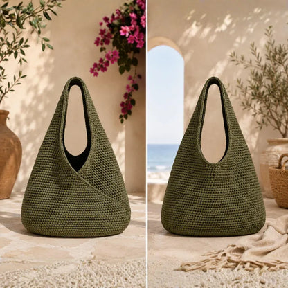 Army Green Hobo Bag Crochet Pattern PDF, Slouchy Shoulder Purse Tutorial, Raffia Yarn Bag, Instant Download