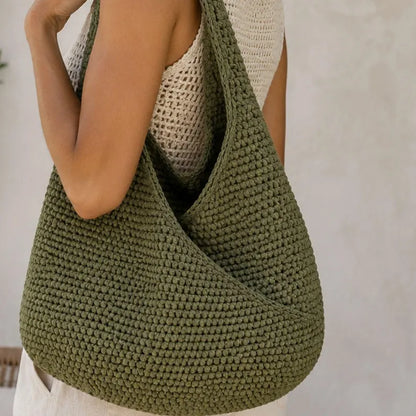 Army Green Hobo Bag Crochet Pattern PDF, Slouchy Shoulder Purse Tutorial, Raffia Yarn Bag, Instant Download