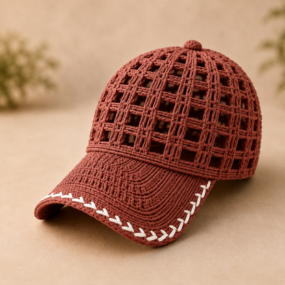Open Mesh Crochet Baseball Cap Pattern PDF, Adult Summer Hat, 3 Sizes, 12 Color Ideas, Digital Download