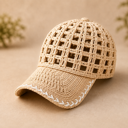 Open Mesh Crochet Baseball Cap Pattern PDF, Adult Summer Hat, 3 Sizes, 12 Color Ideas, Digital Download