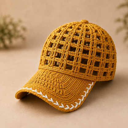 Open Mesh Crochet Baseball Cap Pattern PDF, Adult Summer Hat, 3 Sizes, 12 Color Ideas, Digital Download