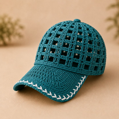 Open Mesh Crochet Baseball Cap Pattern PDF, Adult Summer Hat, 3 Sizes, 12 Color Ideas, Digital Download