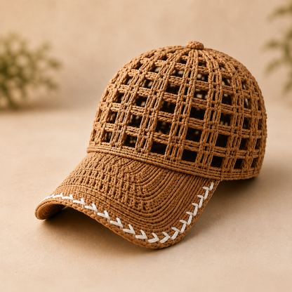 Open Mesh Crochet Baseball Cap Pattern PDF, Adult Summer Hat, 3 Sizes, 12 Color Ideas, Digital Download
