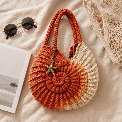Nautilus Crochet Purse Pattern PDF, Spiral Shell Handbag Tutorial, Coastal Crochet Bag, Instant Download