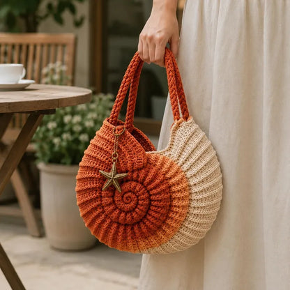 Nautilus Crochet Purse Pattern PDF, Spiral Shell Handbag Tutorial, Coastal Crochet Bag, Instant Download