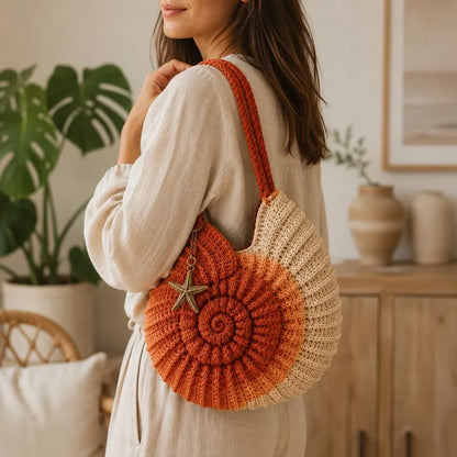 Nautilus Crochet Purse Pattern PDF, Spiral Shell Handbag Tutorial, Coastal Crochet Bag, Instant Download
