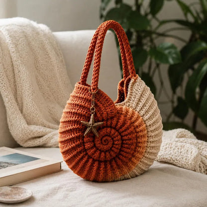 Nautilus Crochet Purse Pattern PDF, Spiral Shell Handbag Tutorial, Coastal Crochet Bag, Instant Download
