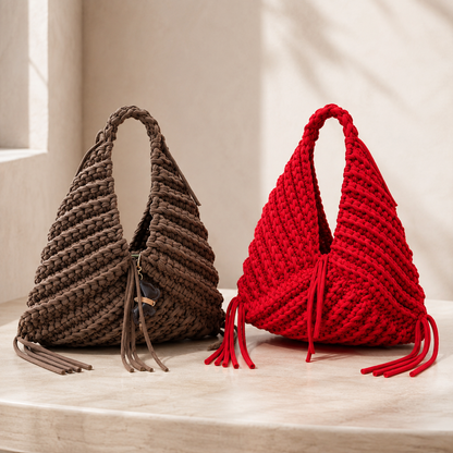 Origami Crochet Bag Pattern PDF, Chunky T-Shirt Yarn Triangle Handbag Tutorial, Step-by-Step Video, Instant Download