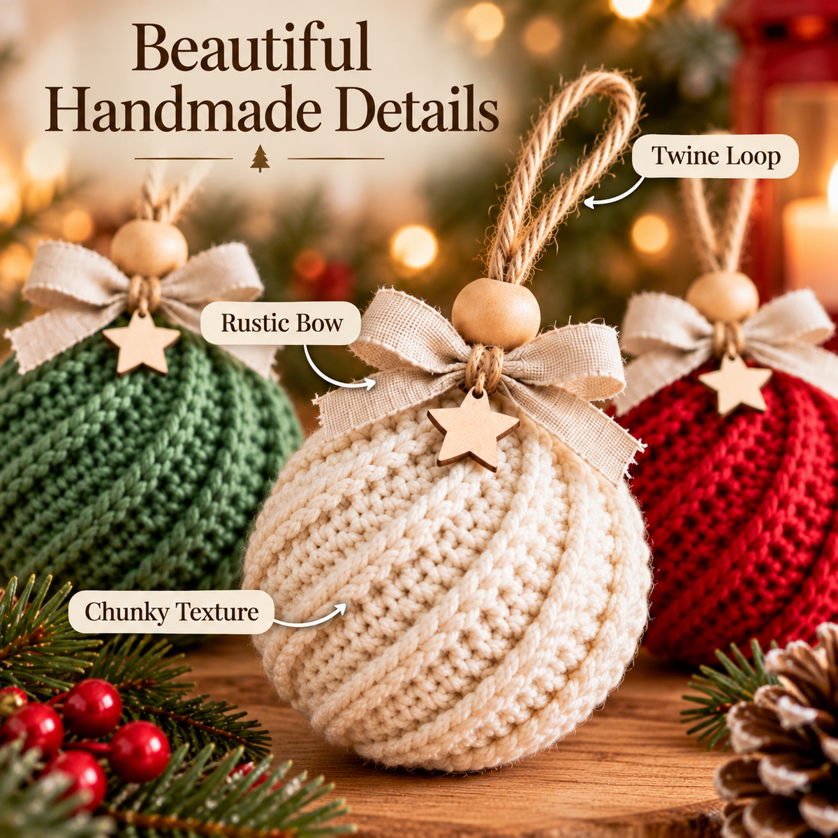 Christmas Ornament Crochet Pattern Bundle – 3 Festive Baubles PDF