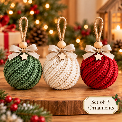 Christmas Ornament Crochet Pattern Bundle – 3 Festive Baubles PDF