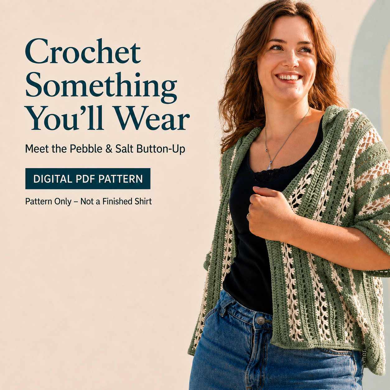 Pebble & Salt Button-Up Crochet Pattern | Unisex Shirt PDF | English US Terms & Dutch