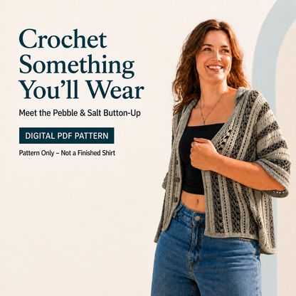 Pebble & Salt Button-Up Crochet Pattern | Unisex Shirt PDF | English US Terms & Dutch
