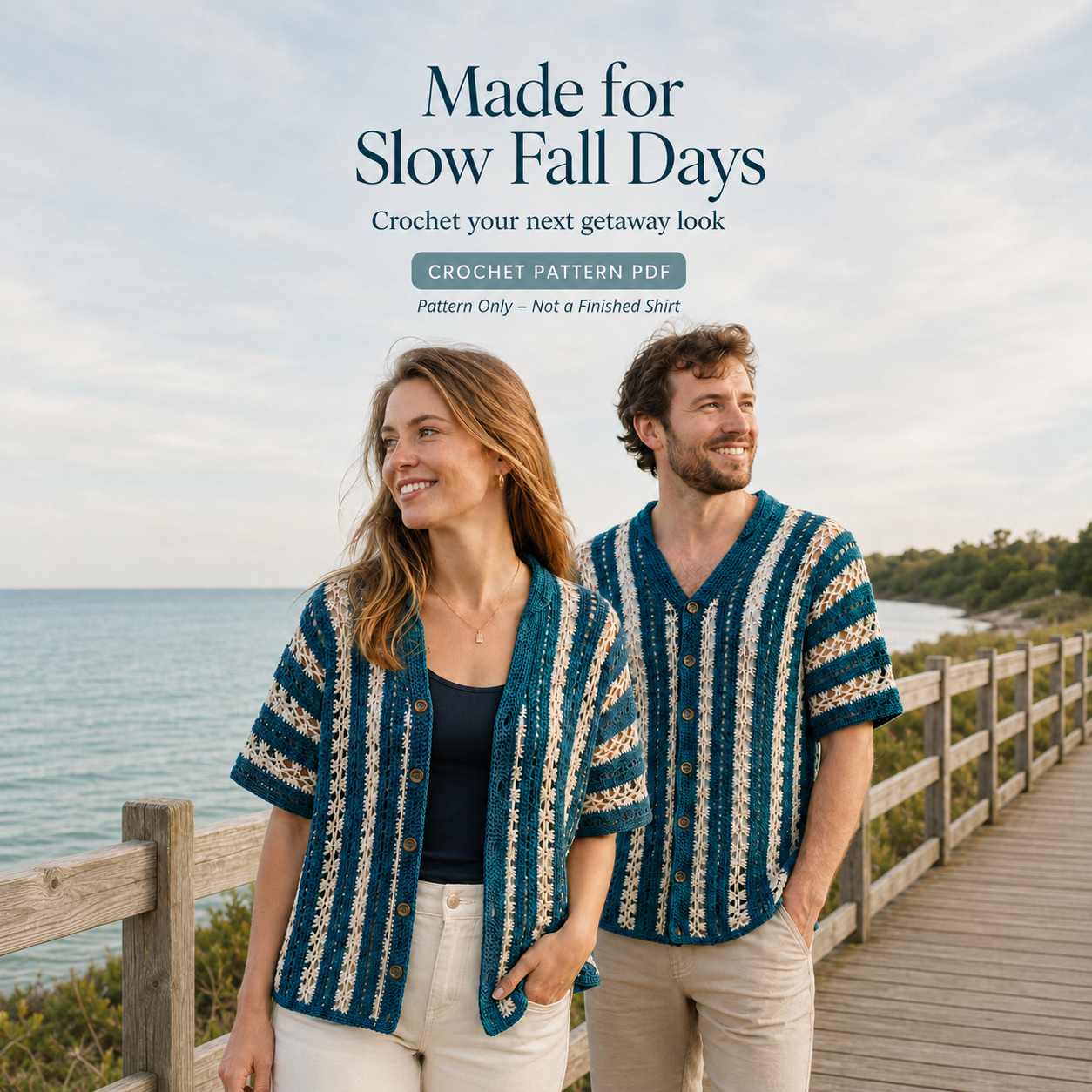 Pebble & Salt Button-Up Crochet Pattern | Unisex Shirt PDF | English US Terms & Dutch