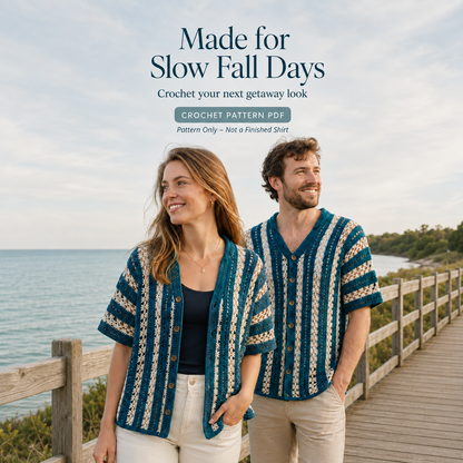 Pebble & Salt Button-Up Crochet Pattern | Unisex Shirt PDF | English US Terms & Dutch