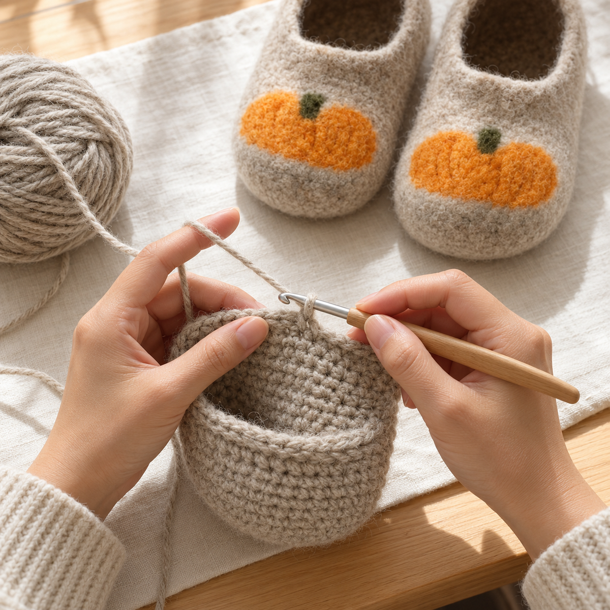 Felted Crochet Slippers Pattern PDF – Pumpkin Halloween Slippers
