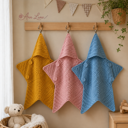 Baby Star Cocoon Crochet Pattern PDF, Newborn Photo Prop, Star-Shaped Blanket & Costume, Adjustable Size, Digital Download