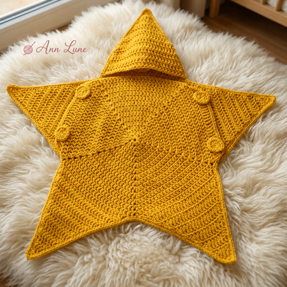 Baby Star Cocoon Crochet Pattern PDF, Newborn Photo Prop, Star-Shaped Blanket & Costume, Adjustable Size, Digital Download