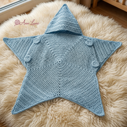 Baby Star Cocoon Crochet Pattern PDF, Newborn Photo Prop, Star-Shaped Blanket & Costume, Adjustable Size, Digital Download