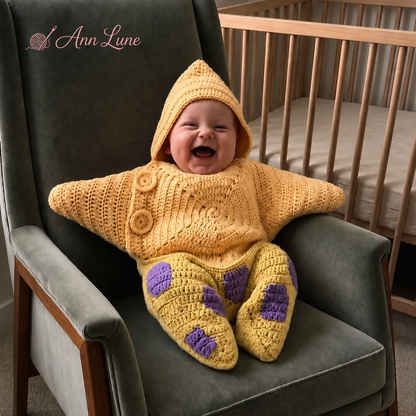 Baby Star Cocoon Crochet Pattern PDF, Newborn Photo Prop, Star-Shaped Blanket & Costume, Adjustable Size, Digital Download