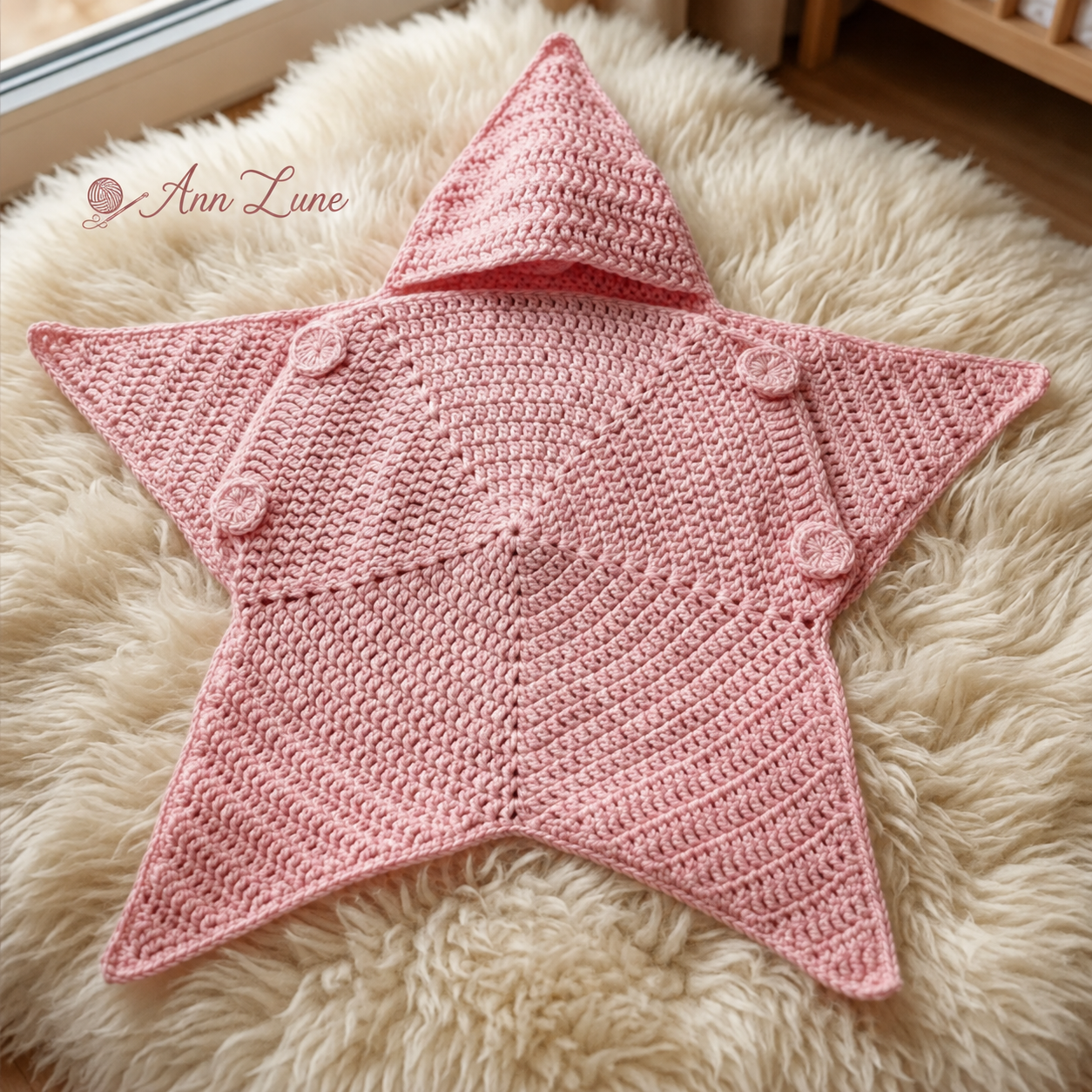 Baby Star Cocoon Crochet Pattern PDF, Newborn Photo Prop, Star-Shaped Blanket & Costume, Adjustable Size, Digital Download