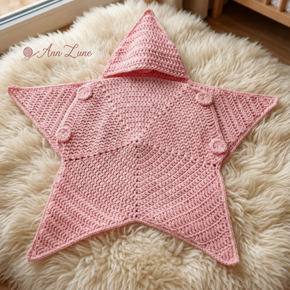 Baby Star Cocoon Crochet Pattern PDF, Newborn Photo Prop, Star-Shaped Blanket & Costume, Adjustable Size, Digital Download