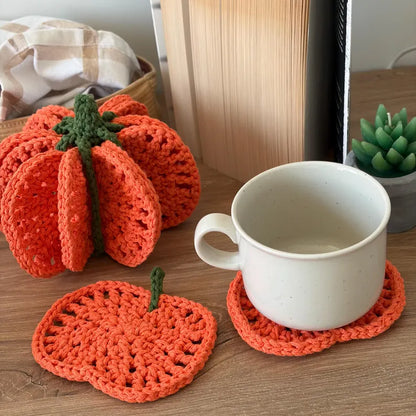 Pumpkin Coaster Set Crochet Pattern - 8 Coasters Become One 3D Pumpkin