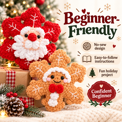 4-in-1 Christmas Snowflake Crochet Pattern Bundle – No-Sew PDF