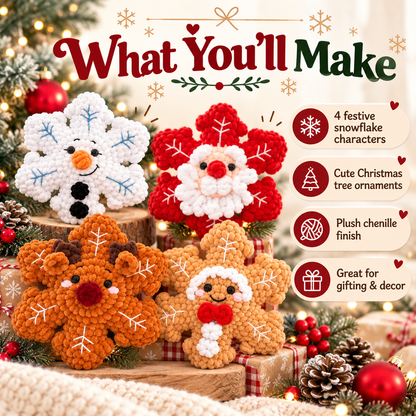 4-in-1 Christmas Snowflake Crochet Pattern Bundle – No-Sew PDF
