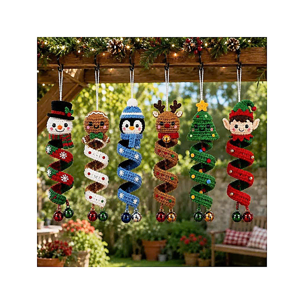 6 Christmas Spiral Ornaments Crochet Bundle Pattern Bundle, 6 Spiral Spinning Craft PDF, Home DecorCreate a festive set of adorable crochet Christmas ornaments with this 6-design Spinning Spiral Ornament Bundle! 🎄✨-TDS