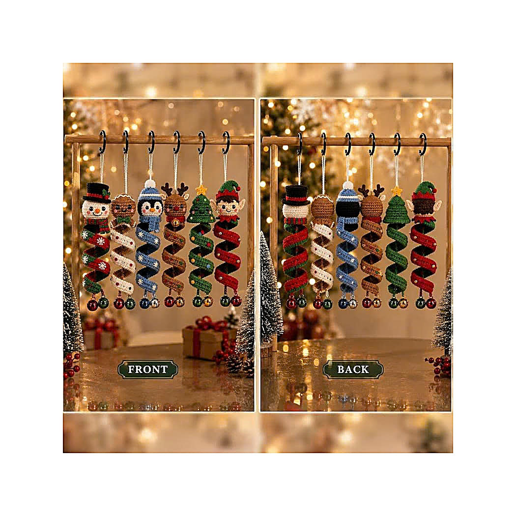 6 Christmas Spiral Ornaments Crochet Bundle Pattern Bundle, 6 Spiral Spinning Craft PDF, Home DecorCreate a festive set of adorable crochet Christmas ornaments with this 6-design Spinning Spiral Ornament Bundle! 🎄✨-TDS