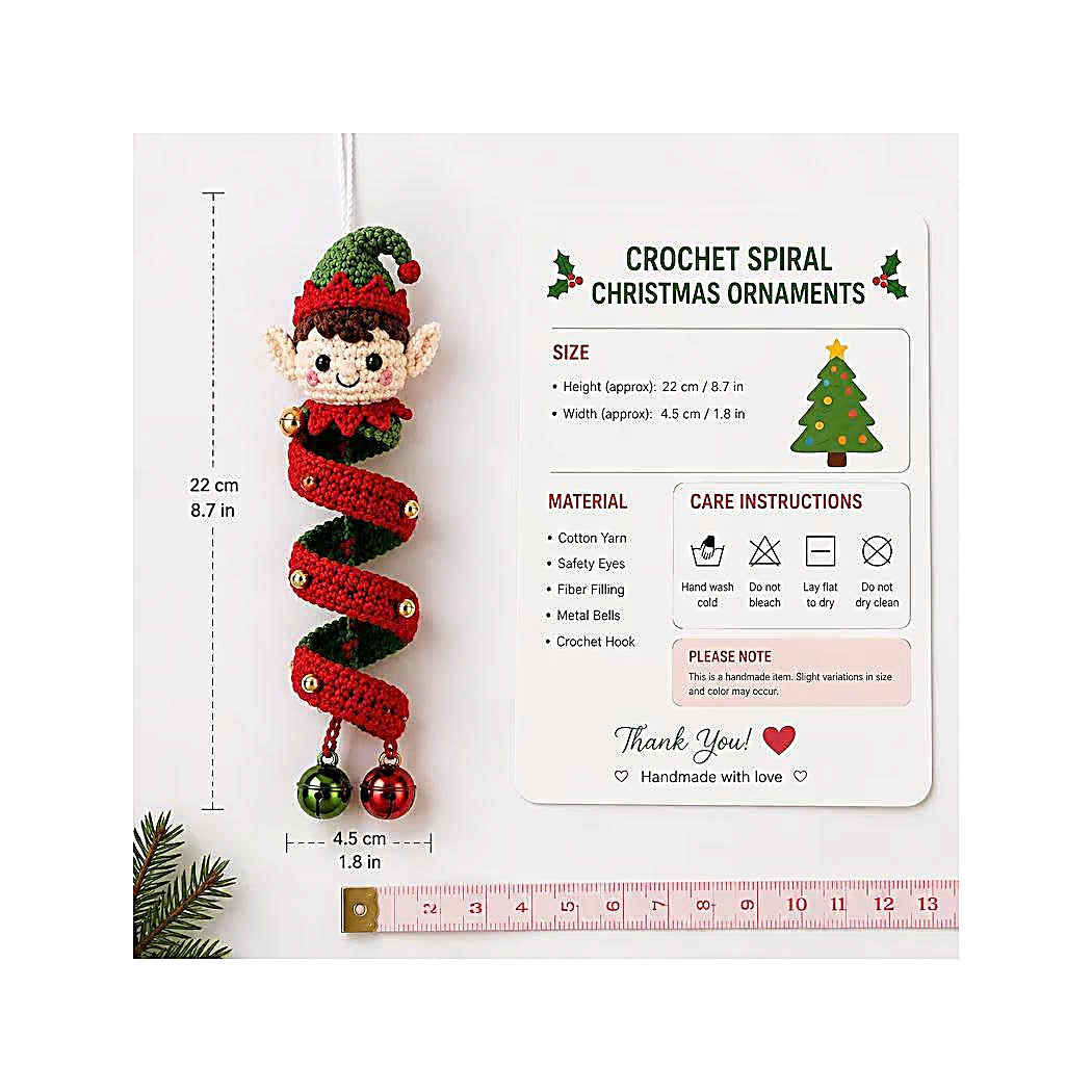 6 Christmas Spiral Ornaments Crochet Bundle Pattern Bundle, 6 Spiral Spinning Craft PDF, Home DecorCreate a festive set of adorable crochet Christmas ornaments with this 6-design Spinning Spiral Ornament Bundle! 🎄✨-TDS