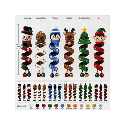 6 Christmas Spiral Ornaments Crochet Bundle Pattern Bundle, 6 Spiral Spinning Craft PDF, Home DecorCreate a festive set of adorable crochet Christmas ornaments with this 6-design Spinning Spiral Ornament Bundle! 🎄✨-TDS