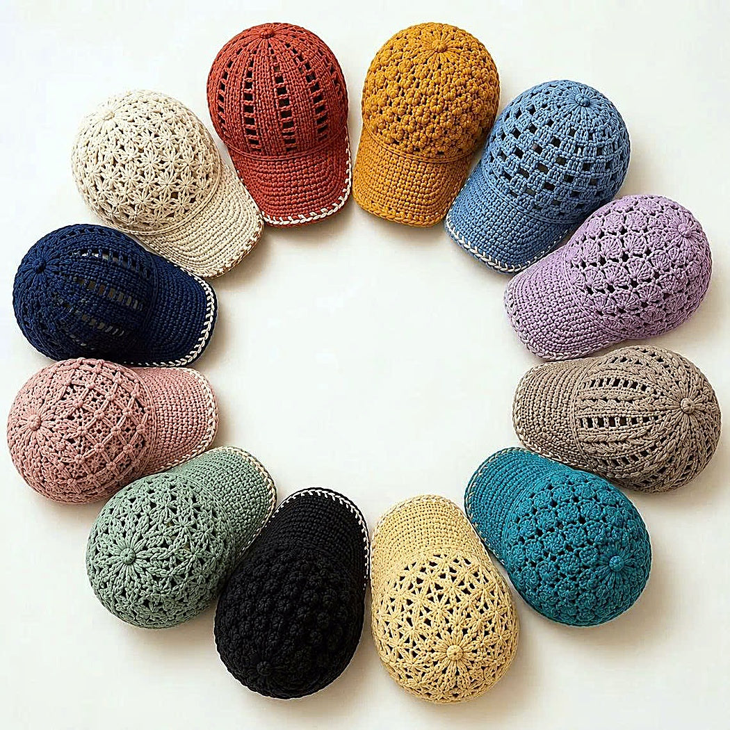 12 Crochet Cap Patterns Bundle | Lace Baseball Hat | Summer Crochet PDF Download|TDS