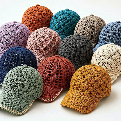 12 Crochet Cap Patterns Bundle | Lace Baseball Hat | Summer Crochet PDF Download|TDS