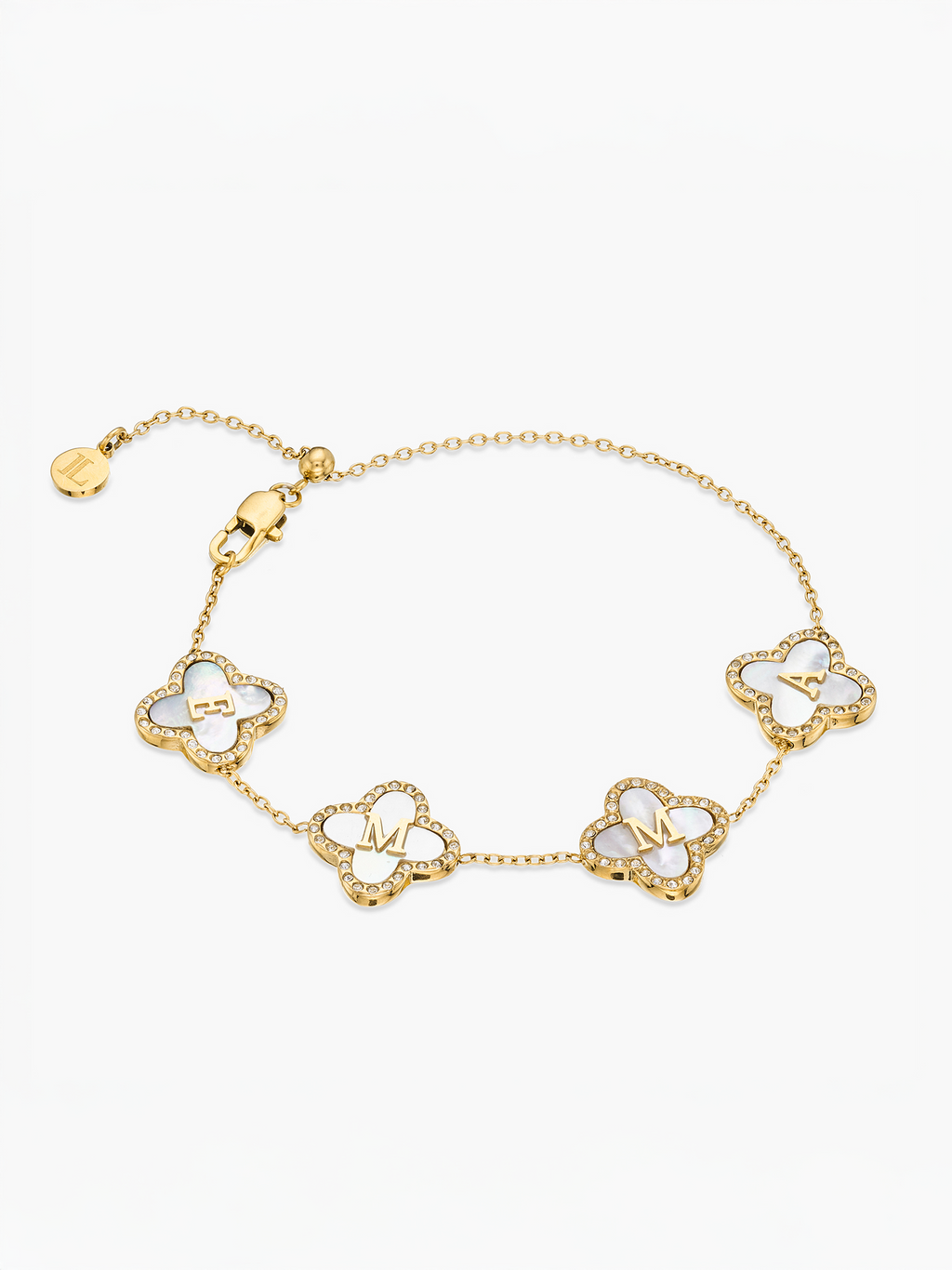 Custom Name Pavé Clover Bracelet