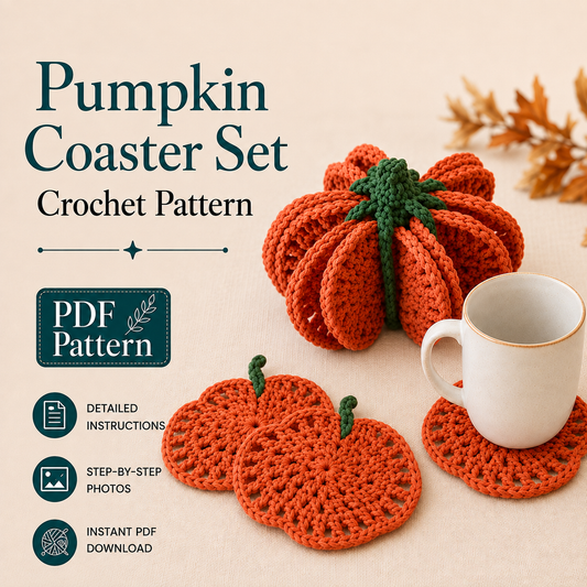 Pumpkin Coaster Set Crochet Pattern - 8 Coasters Become One 3D Pumpkin
