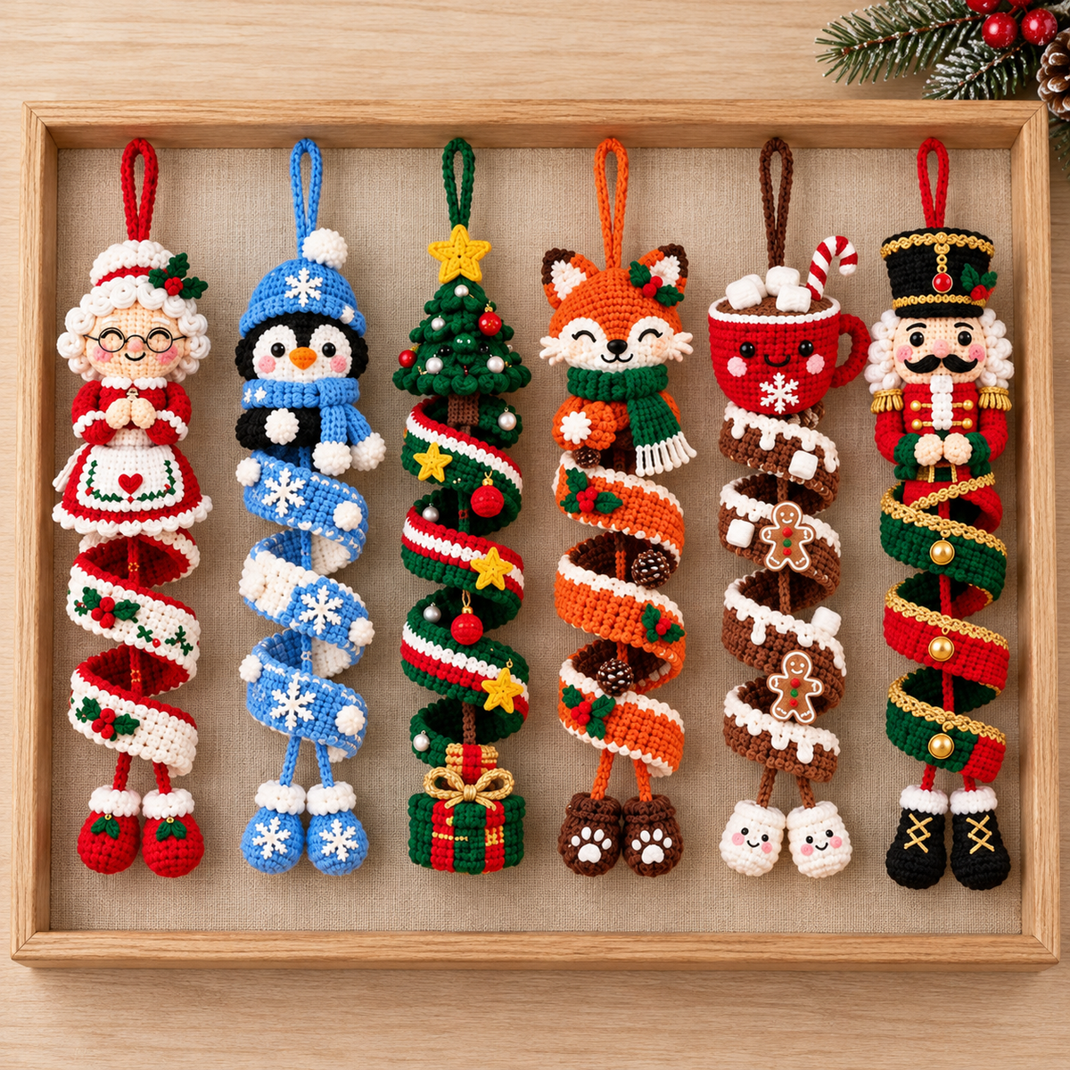 Crochet Christmas Spiral Hanging Ornaments PDF – Santa & Snowman Patterns